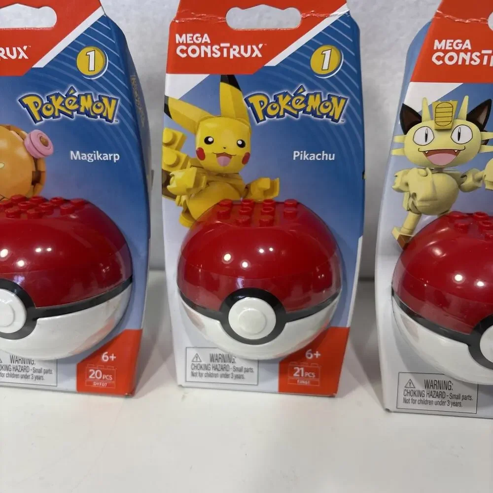 Mega Construx Pokemon Pokeball Series 1, 2 Pikachu Magikarp Meowth Building Toys
